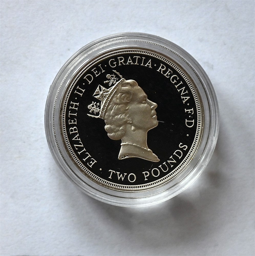 England 2 pounds 1995 Piedfort utgave kv. Proof