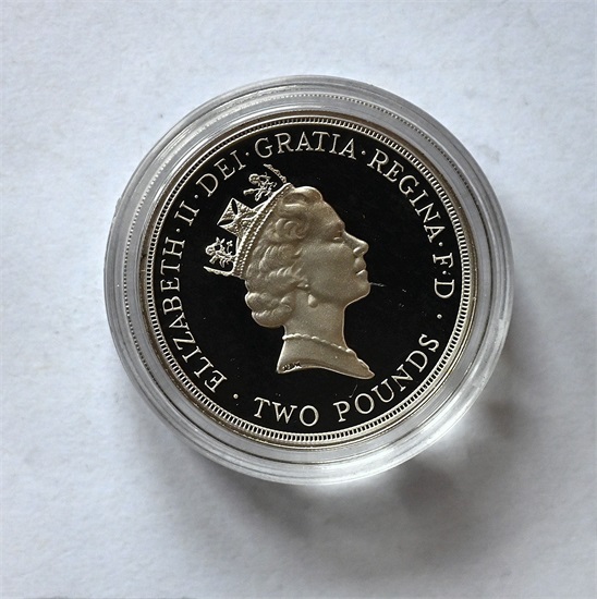 England 2 pounds 1995 Piedfort utgave kv. Proof
