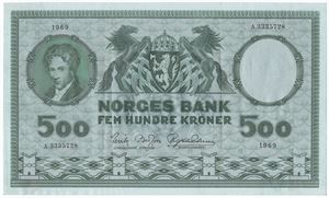 500 kroner 1969 A.3335728. Kv.1+