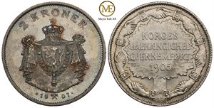 2 kroner 1907 Jub. Haakon VII. Kv.0/01