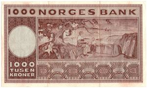1000 kroner 1974 G.2008532 erstatningsseddel. Kv.1/1+