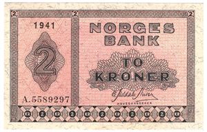 2 kroner 1941 A.5589297. Kv.0/01