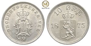 10 øre 1875 Oscar II. Kv.0