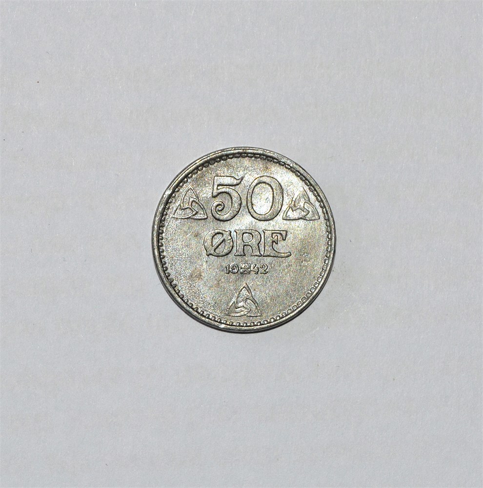 Norge 50 øre 1942 zink kv. 0