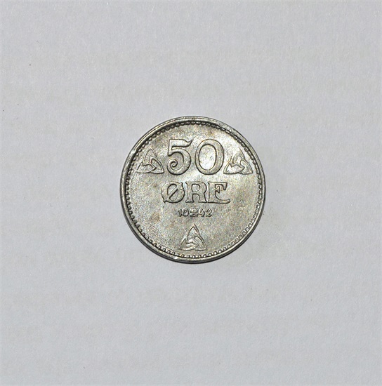 Norge 50 øre 1942 zink kv. 0