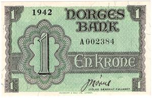 1 krone 1942 A.002384. Kv.0