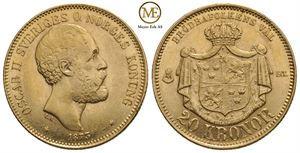 20 kronor 1873 Oscar II. Kv.1+/01