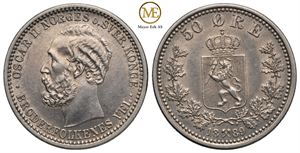 50 øre 1889 Oscar II. Kv.0