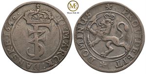 2 mark 1660 Frederik III. Kv.1