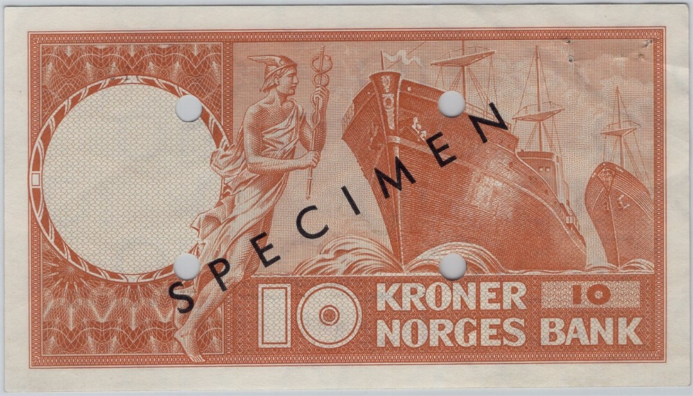 10 kroner 1954 X.0000000 Specimen. Kv.01