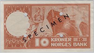 10 kroner 1954 X.0000000 Specimen. Kv.01