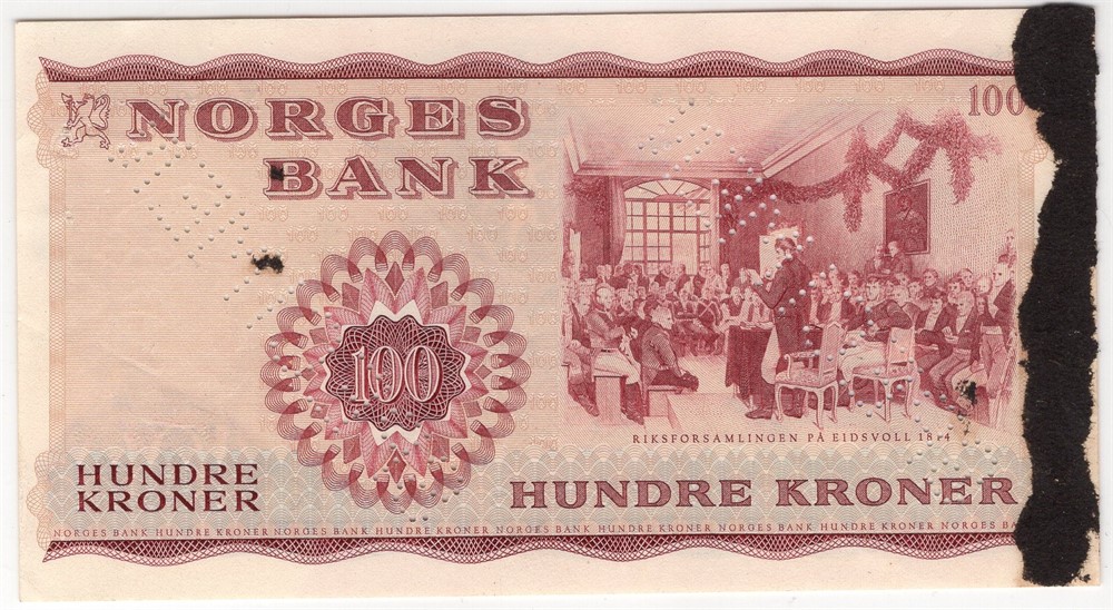 100 kroner 1963 X.0000000. Specimen. Kv.01