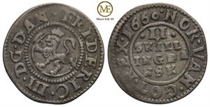 2 skilling 1660 Frederik III. Variant. Kv.1+