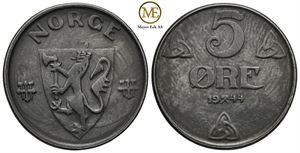 5 øre 1944 Haakon VII. Kv.0