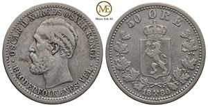 50 øre 1880 Oscar II. Kv.1