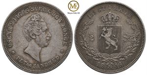 1/2 speciedaler 1846 Oscar I. NM.9. Kv.1/1+