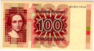 100 kroner 1977 QL erstatning Kv.1+