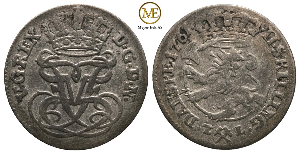 2 skilling 1761 Frederik V. Kv.1/1+