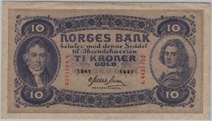 10 kroner 1941 A.4431102. 64 EPQ. Kv.0