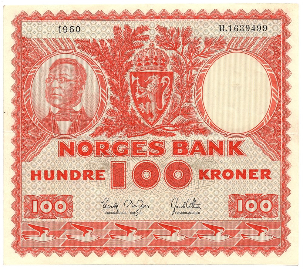 100 kroner 1960 H.1639499. Kv.1+