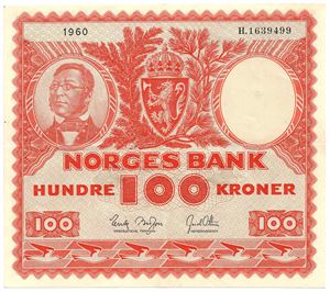 100 kroner 1960 H.1639499. Kv.1+