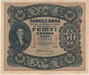 50 kroner 1944 C.9132586. Kv.1+