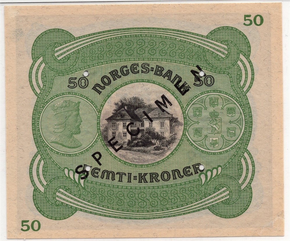 50 kroner 1945 D.1506206 specimen. Kv.01