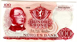 100 kroner 1966 Z 0-million erstatning Ex.Skilling 2015 Kv.0