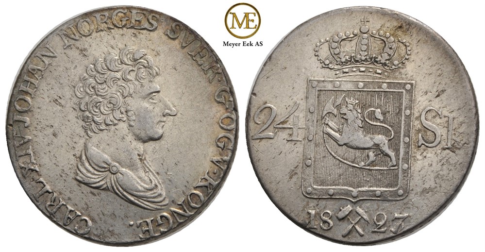 24 skilling 1827/5 Carl XIV Johan. Kv.01