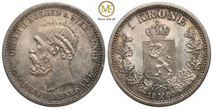 1 krone 1900 Oscar II. Praktfull mynt. Kv.0