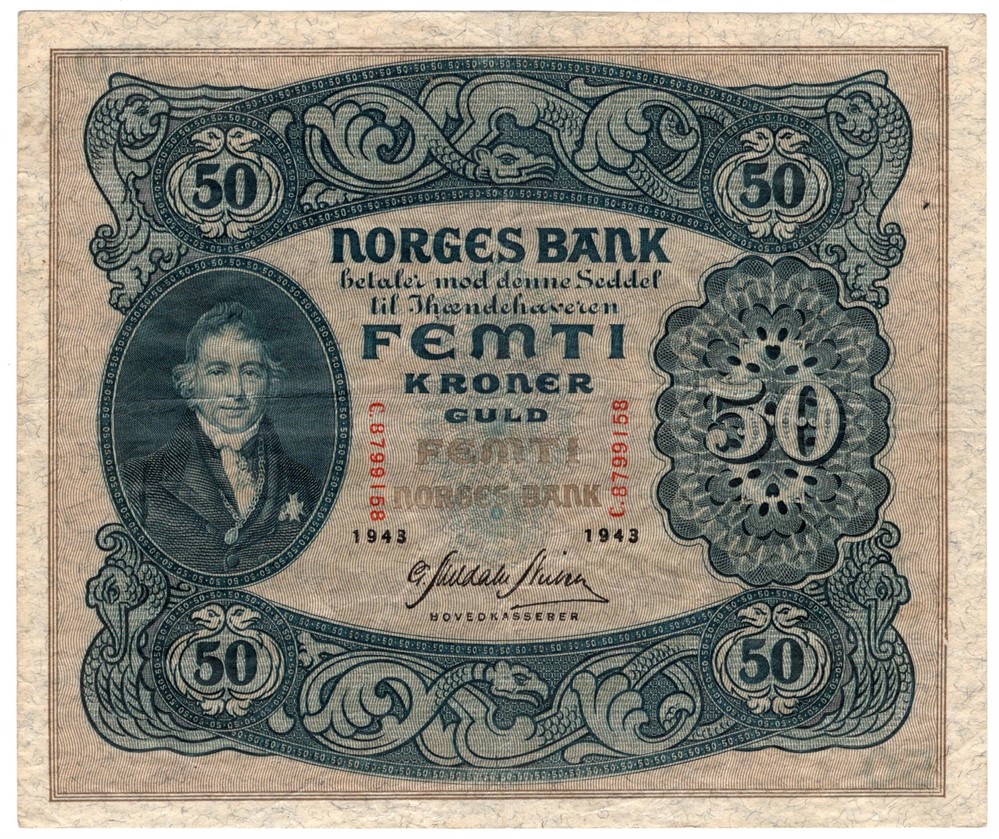 50 kroner 1943 C.8799158. Kv.1