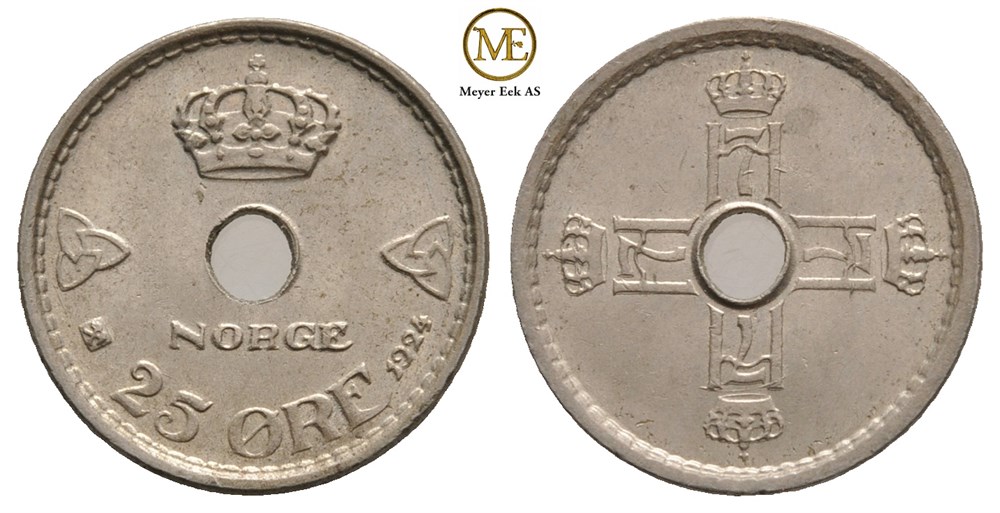 25 øre 1924 Haakon VII. Kv.0