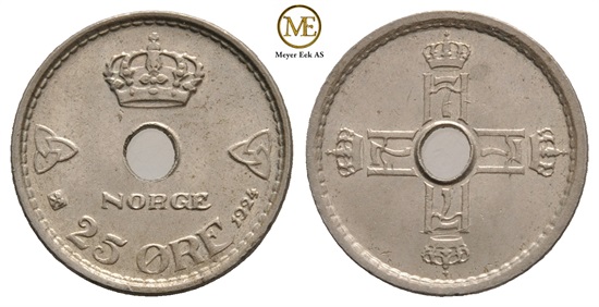 25 øre 1924 Haakon VII. Kv.0