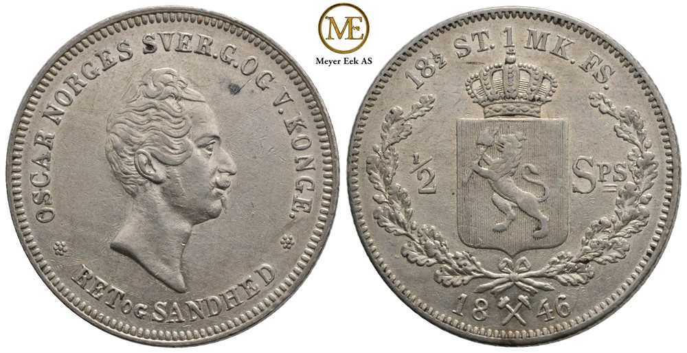 1/2 speciedaler 1846 Oscar I. Kv.01