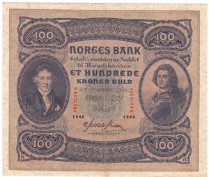 100 kroner 1940 B.5575284. Kv.01