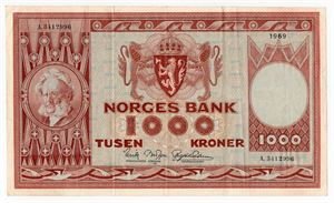 1000 kroner 1969 A