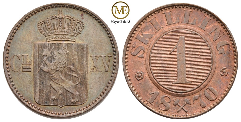 Skilling 1870 Carl XV. NM.22. Kv.0