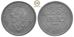 25 øre 1941 Zink. Haakon VII. RRR. Kv.0/01