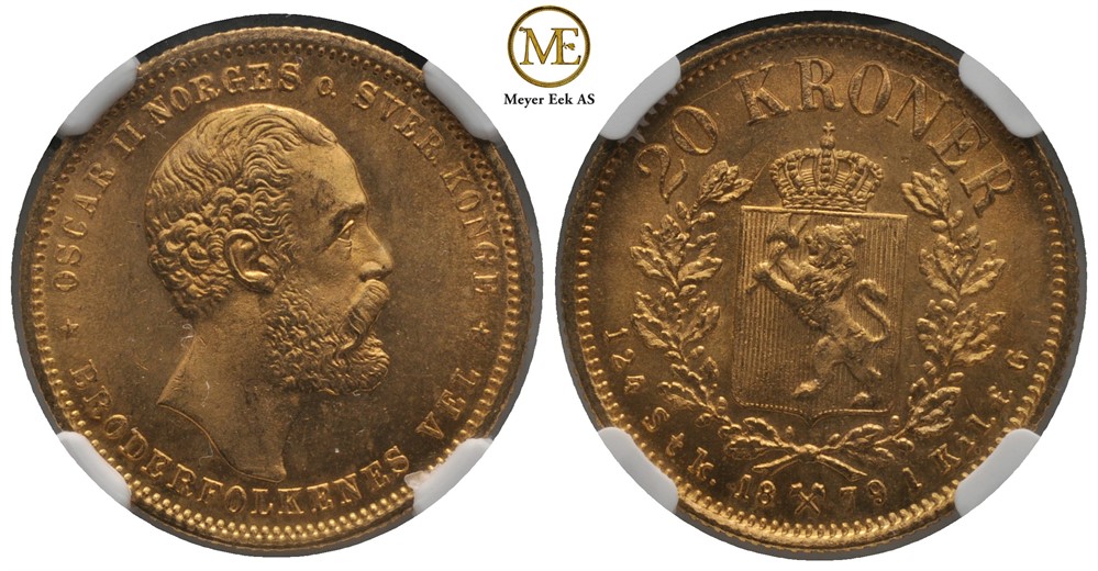 20 kroner 1879 Oscar II. Kv.0