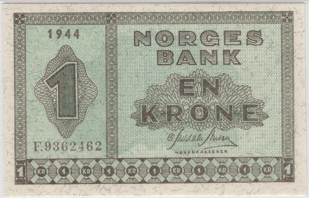 1 krone 1944 F.9362462. Kv.0