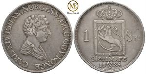 Speciedaler 1835 m/stjerne. Carl XIV Johan. Kv.1+