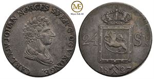 24 skilling 1827 Carl XIV Johan. Kv.1+/01