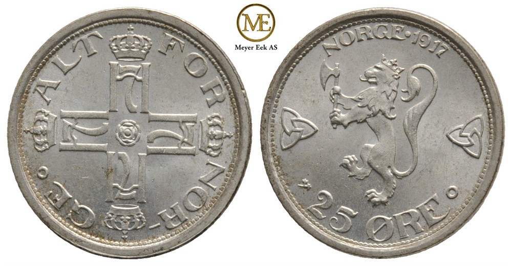 25 øre 1917 Haakon VII. Kv.0