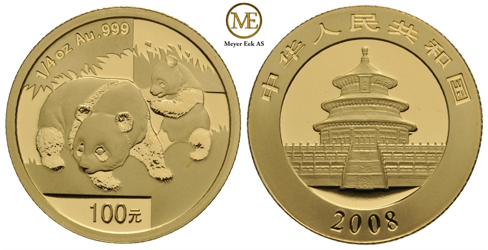 100 Yan 2008. Gold Panda. Proof