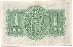 1 krone 1942 A.642439 London Utg. Kv.1/1+