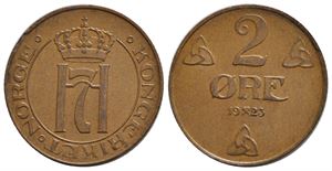 2 øre 1923 Haakon VII. Kv.0