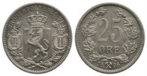 25 øre 1896 Oscar II. Kv.01
