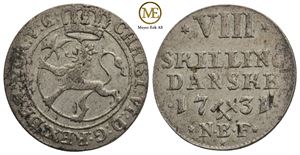 8 skilling 1731 Christian VI. Kv.1+