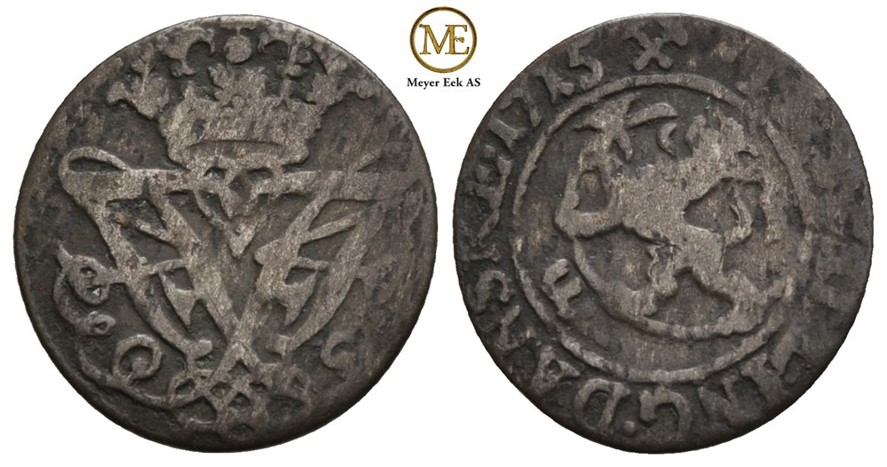 2 skilling 1715 Frederik IV. NMD.60. Kv.1-