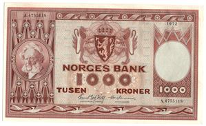 1000 kroner 1972 A.4755118. Kv.0/01
